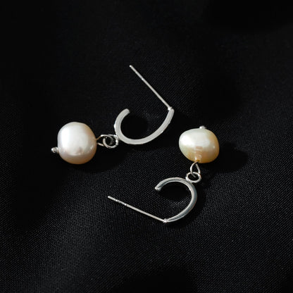 MILANO : Boucles d'oreilles pendantes en argent avec perles de culture d'eau douce J-Bar