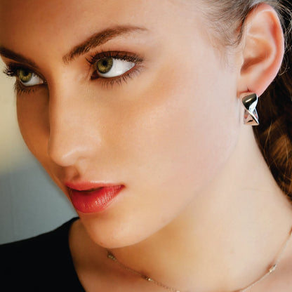 MILROSTA Plaqué Argent (Or Blanc) : Boucles d'oreilles Industriel-Chic – L'Élégance Moderne Redéfinie