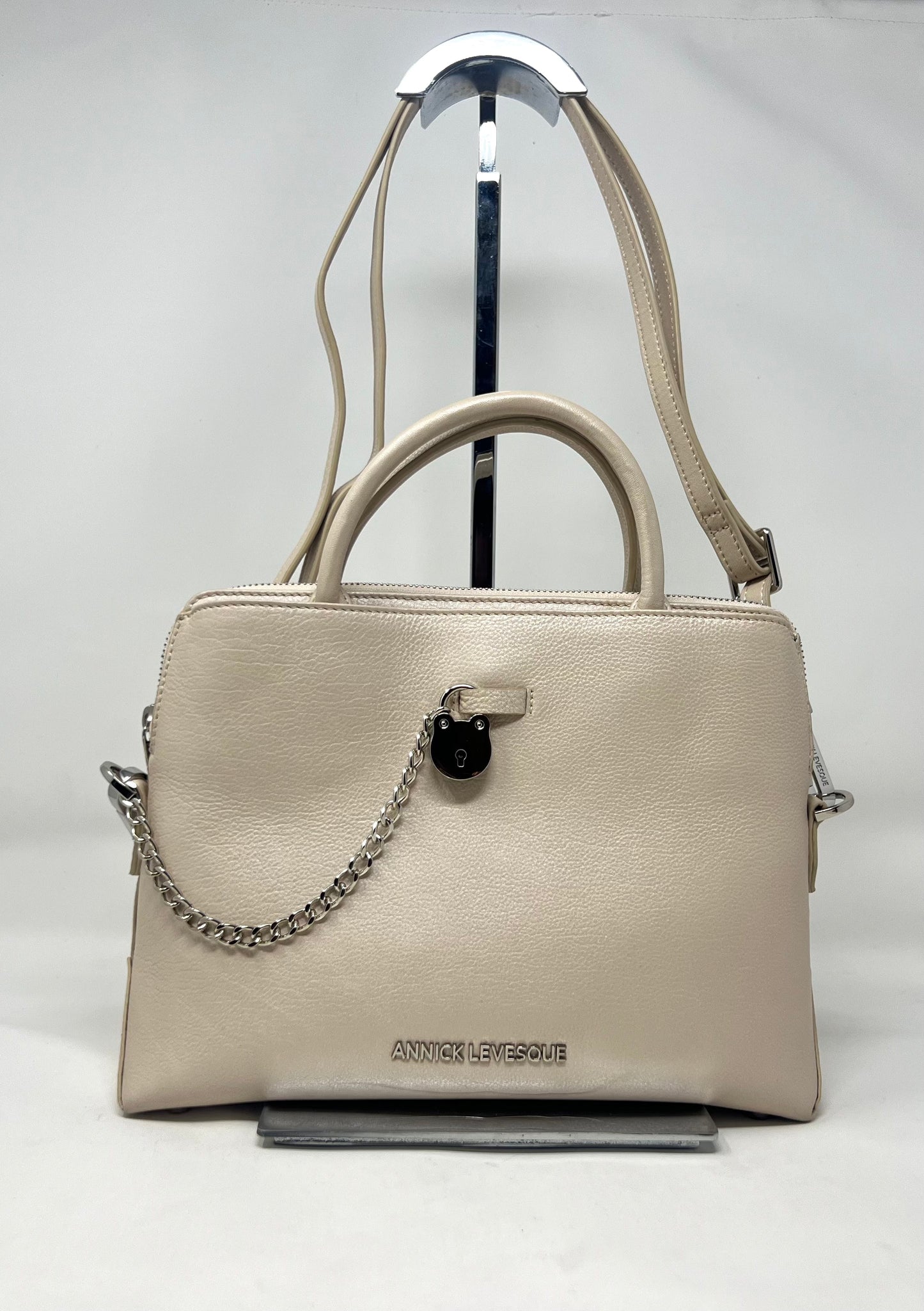 Champagne Leather Handbag, Miranda
