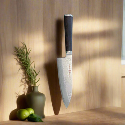 Couteau Deba Miyako SUS 165 mm, pour droitier | Lame en acier Damas 33 couches – Fabriqué au Japon