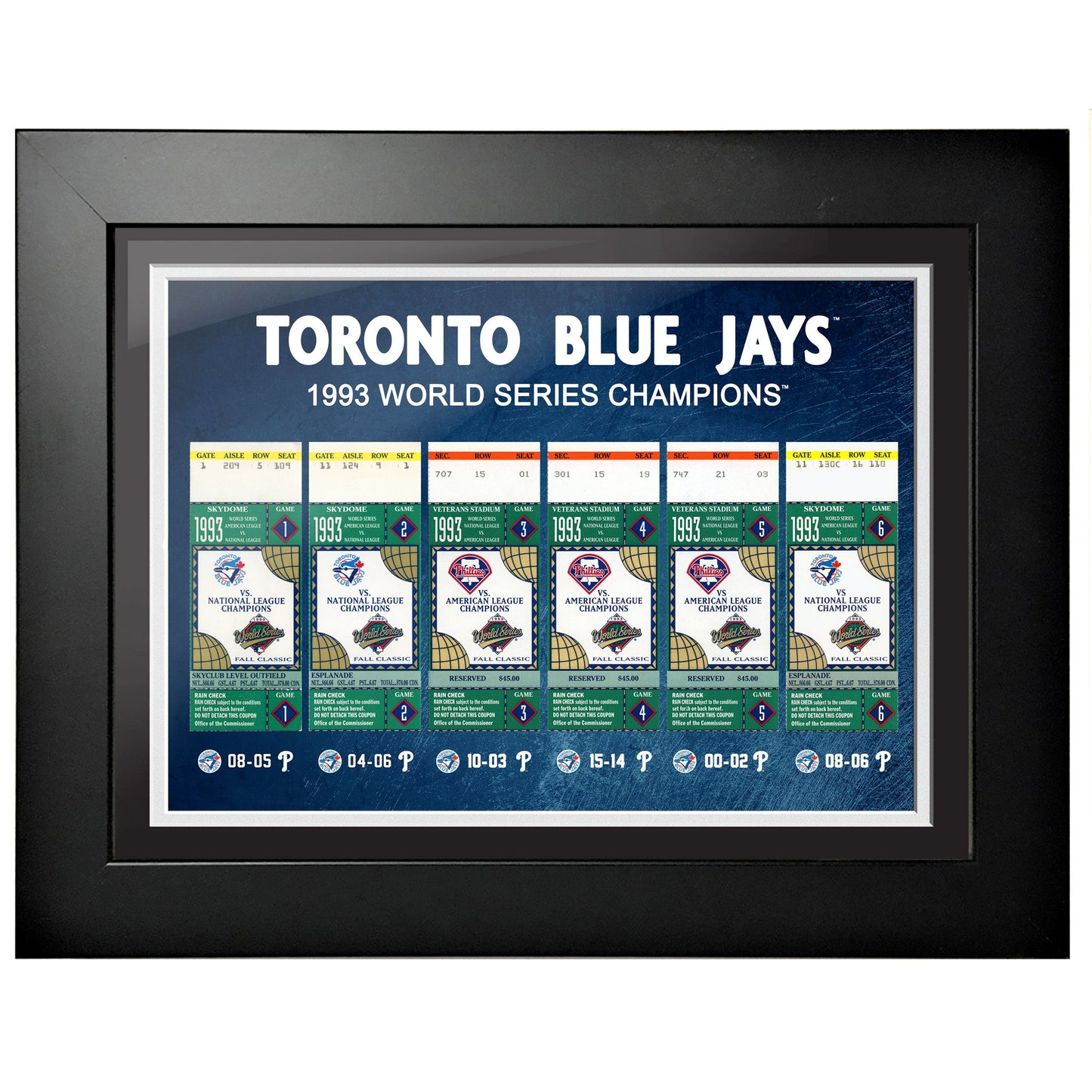 Billet des Blue Jays de Toronto pour l'histoire Cadre 12x16 1993