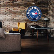 Enseigne ronde vieillie des Blue Jays de Toronto - 22 po