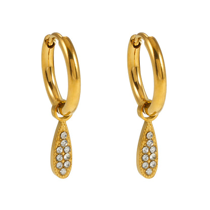 MONTEREY: Créoles d'inspiration vintage avec breloques gouttelettes en zircons pavé