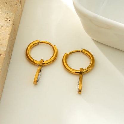 MONTEREY: Créoles d'inspiration vintage avec breloques gouttelettes en zircons pavé