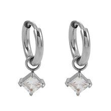MORANDI White Gold (Silver Toned): Vintage Inspired Hoops with Removable Moissanite Charms