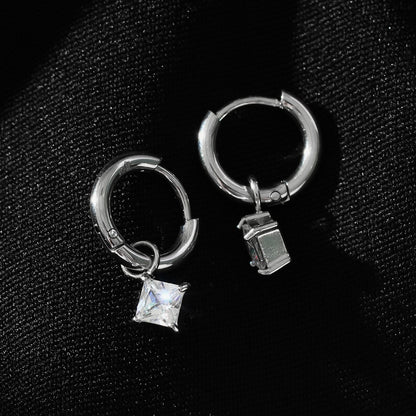 MORANDI Or blanc (ton argenté) : Créoles d'inspiration vintage avec pendentifs moissanite amovibles