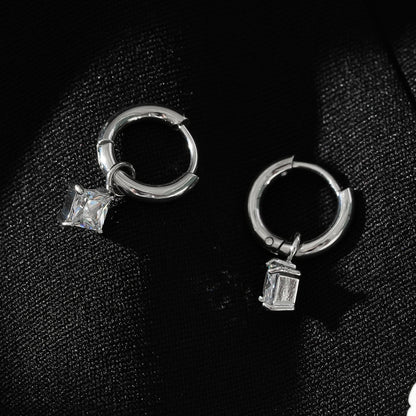 MORANDI Or blanc (ton argenté) : Créoles d'inspiration vintage avec pendentifs moissanite amovibles