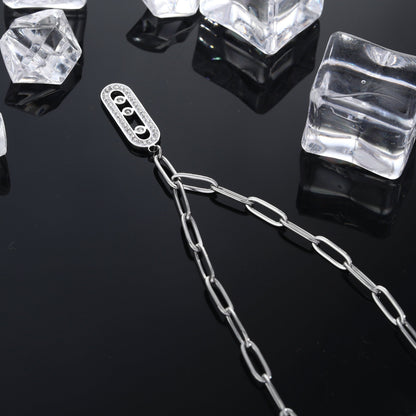 MORNA Chaîne trombone avec pendentif géométrique orné de zircons Argent