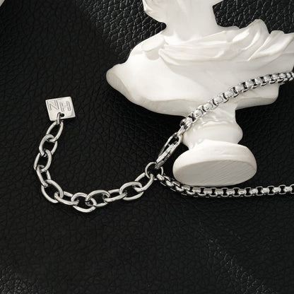 MOSI 24" : Collier chaîne maillons entrelacés argenté pour femme ou homme