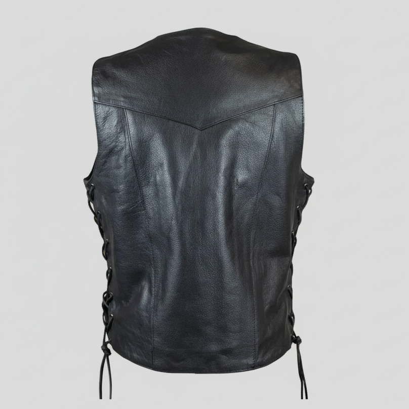 Open Road Women's Leather Vest | Side-Laced Cowhide Motorcycle Vest