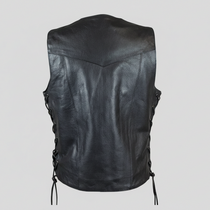 Open Road Women's Leather Vest | Side-Laced Cowhide Motorcycle Vest