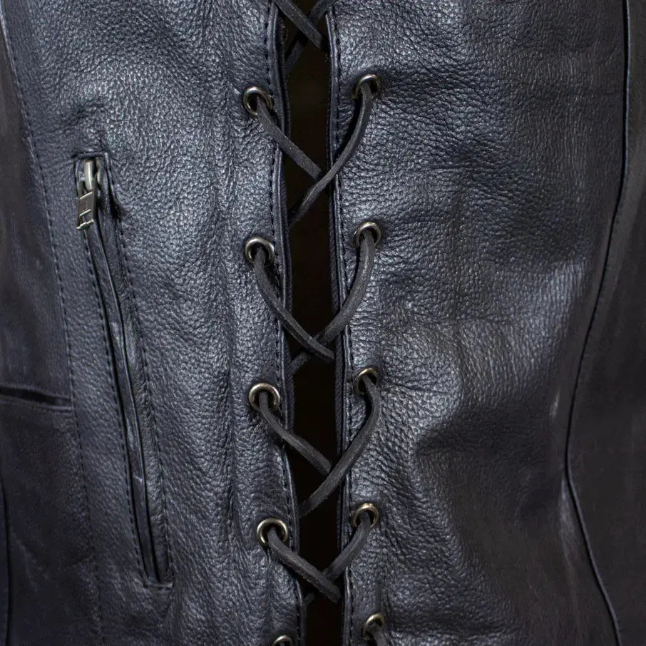 Open Road Women's Leather Vest | Side-Laced Cowhide Motorcycle Vest