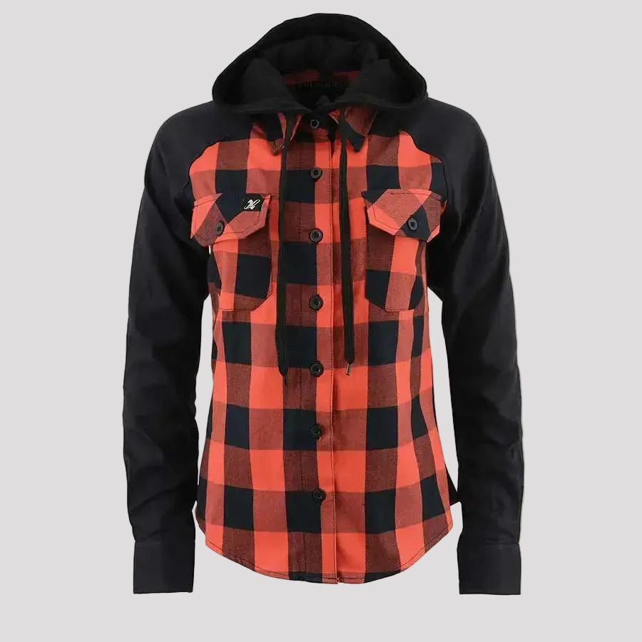 Chemise à capuche à carreaux blindée pour femme Milwaukee Leather
