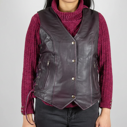 Gilet en cuir Open Road pour femme à lacets sur les côtés