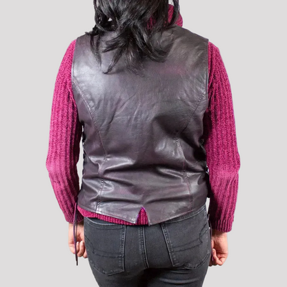 Gilet en cuir Open Road pour femme à lacets sur les côtés