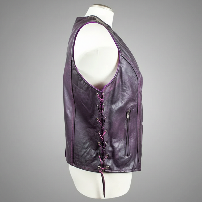Gilet en cuir Open Road pour femme à lacets sur les côtés