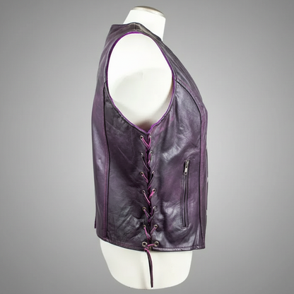 Gilet en cuir Open Road pour femme à lacets sur les côtés