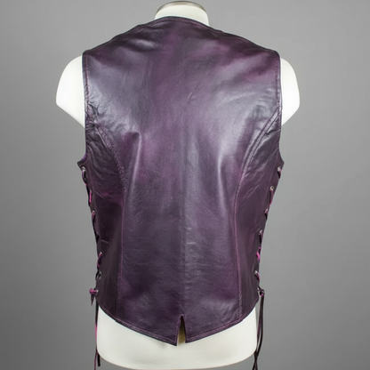 Gilet en cuir Open Road pour femme à lacets sur les côtés