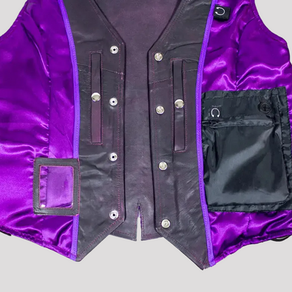 Gilet en cuir Open Road pour femme à lacets sur les côtés