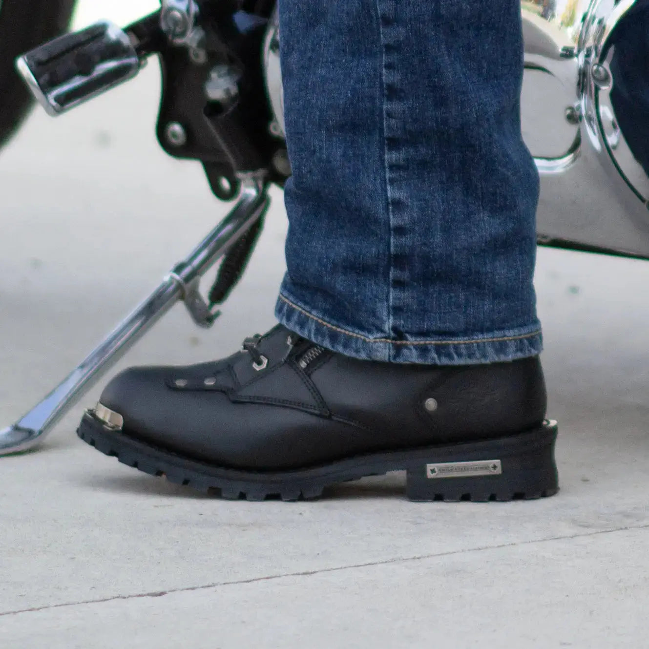 Bottes de moto lacées Milwaukee Leather 15,2 cm à double fermeture éclair pour hommes