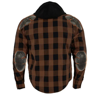 Chemise Biker en Flanelle Blindée Orange et Noire pour Homme Milwaukee Leather avec Fibres Renforcées