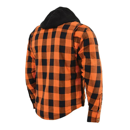 Chemise Biker en Flanelle Blindée Orange et Noire pour Homme Milwaukee Leather avec Fibres Renforcées