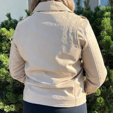 Veste de motard en cuir d'agneau pour femme avec ceinture