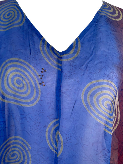 PRG6507 Haut fluide en pure soie motif Avatar