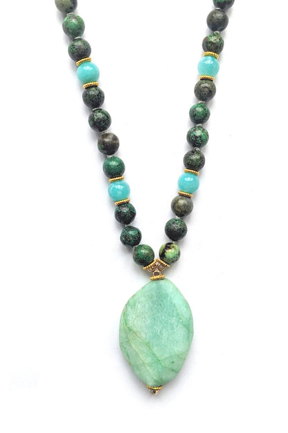 Healing Mala Necklace - Amazonite Stone & African Turquoise