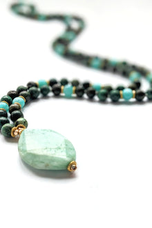 Healing Mala Necklace - Amazonite Stone & African Turquoise