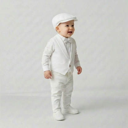 Classy Penguin Tail Baptism and Hat Set