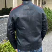 Blouson en cuir d'agneau pour homme avec rayures