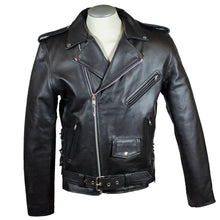 Blouson de moto en cuir coupe classique pour homme avec laçage latéral