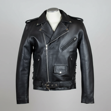 Blouson de moto en cuir coupe classique pour homme avec laçage latéral
