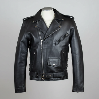 Men's Tall Classic Side Lace Leather Motorcycle Jacket | Heavy-Duty Biker Jacket