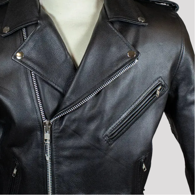 Men's Tall Classic Side Lace Leather Motorcycle Jacket | Heavy-Duty Biker Jacket