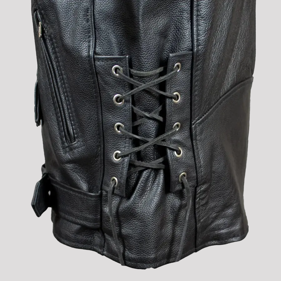 Men's Tall Classic Side Lace Leather Motorcycle Jacket | Heavy-Duty Biker Jacket