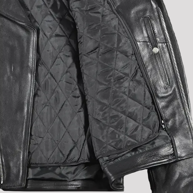 Men's Tall Classic Side Lace Leather Motorcycle Jacket | Heavy-Duty Biker Jacket