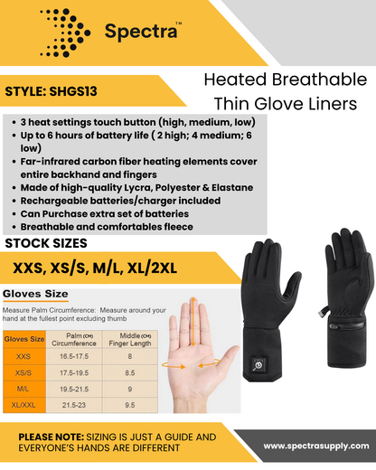 Sous-gants fins respirants et chauffants