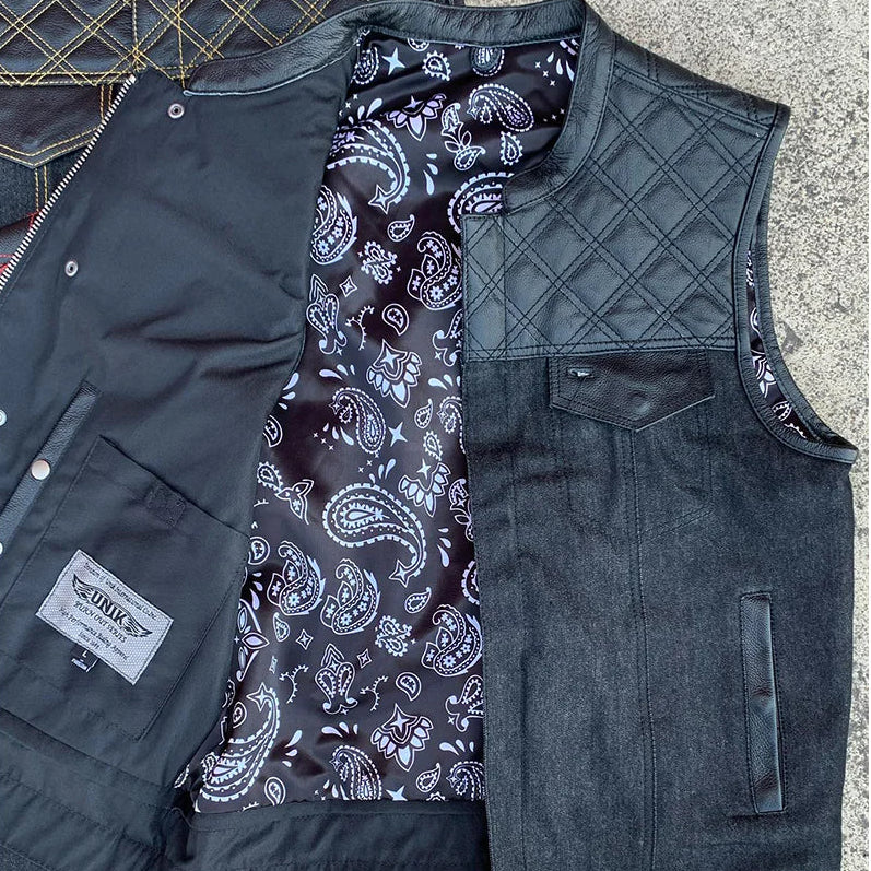 Gilet de club en jean et cuir Open Road pour homme