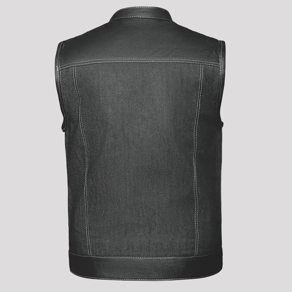 Gilet de club en jean et cuir Open Road pour homme