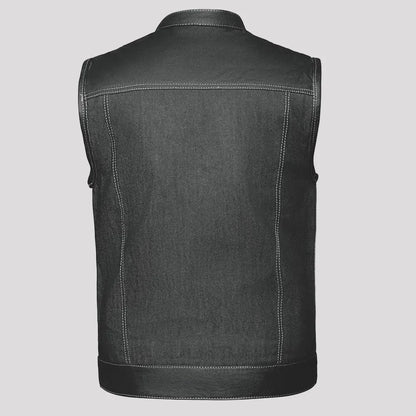 Gilet de club en jean et cuir Open Road pour homme