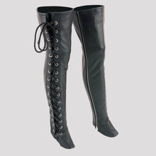 Collants en cuir noir à lacets latéraux sur les cuisses BOL/Open Road pour femme
