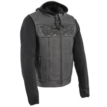 Gilet en cuir noir pour hommes Milwaukee Leather avec crânes réfléchissants et doublure à capuche intégrale
