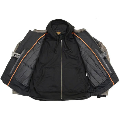 Blouson de moto Milwaukee Leather pour homme, coupe crossover, marron vieilli, avec crânes réfléchissants
