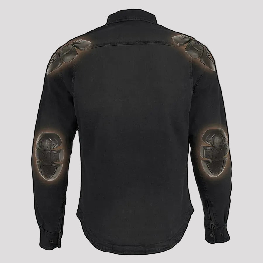 Veste chemise blindée en jean délavé pour homme Milwaukee Leather
