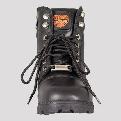 Bottes de moto Milwaukee Leather pour femme, lacées, avec fermeture éclair latérale