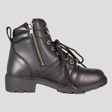 Bottes de moto Milwaukee Leather pour femme, lacées, avec fermeture éclair latérale