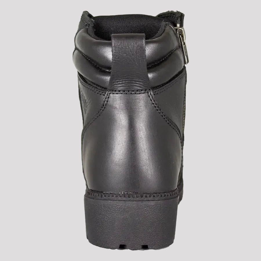 Bottes de moto Milwaukee Leather pour femme, lacées, avec fermeture éclair latérale