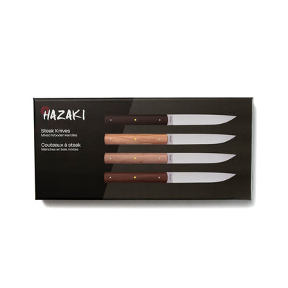 Kit de 4 couteaux à steak Hazaki - Bois mélangé